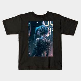 Futuristic Cyber Woman Kids T-Shirt